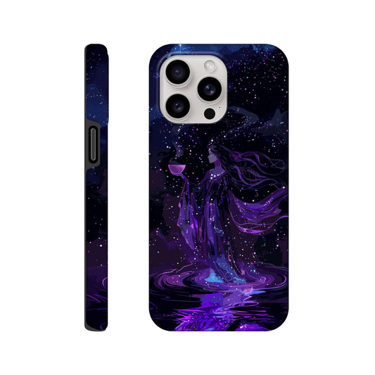 An Apple iPhone 15 Pro Max Phone Case with a design of the aquarius astrological zodiac symbol, purple, red, turquoise, 3d, pop art